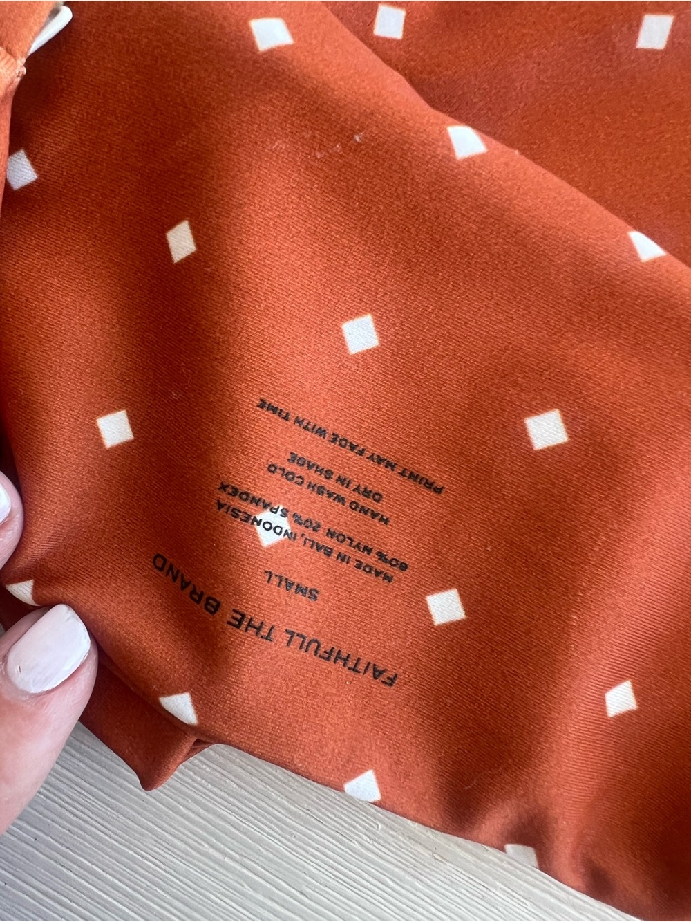 Faithfull the Brand Rust Orange Diamond Print Tie Bikini - Picture 3 of 5